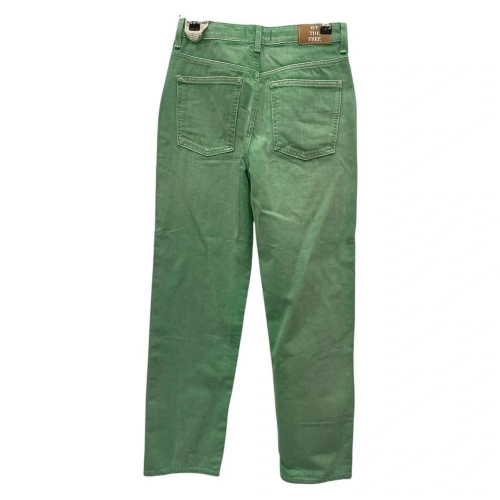 Free People The Pacifica High Rise Slim Straight Leg Jeans in Kelly Green.Sz 27
